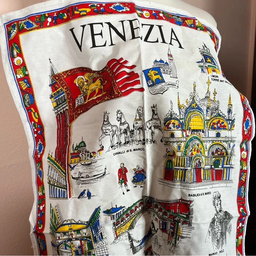 Vintage MCM Venezia Venice Italy souvenir travel Tea towel